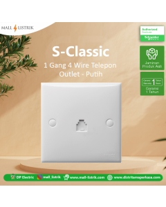 1 GANG 4 WIRE TELEPHONE OUTLET, WHITE