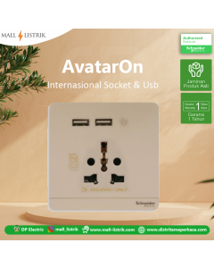Stop Kontak Internasional USB AvatarOn Wine Gold Schneider