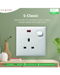 Stop Kontak AC Classic 1 Gang dengan saklar & Lampu neon