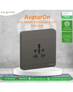 Stop Kontak Internasional USB AvatarOn Dark Grey Schneider