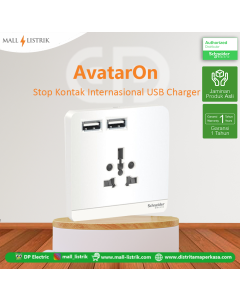 Stop Kontak Internasional USB AvatarOn Putih Schneider