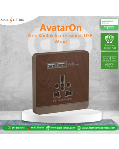 Stop Kontak Internasional USB AvatarOn Wood Schneider