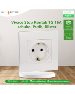 Vivace Stop Kontak 1G 16A schuko, Putih, Blister